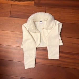 Janie and Jack girls cardigan sweater with faux fur collar